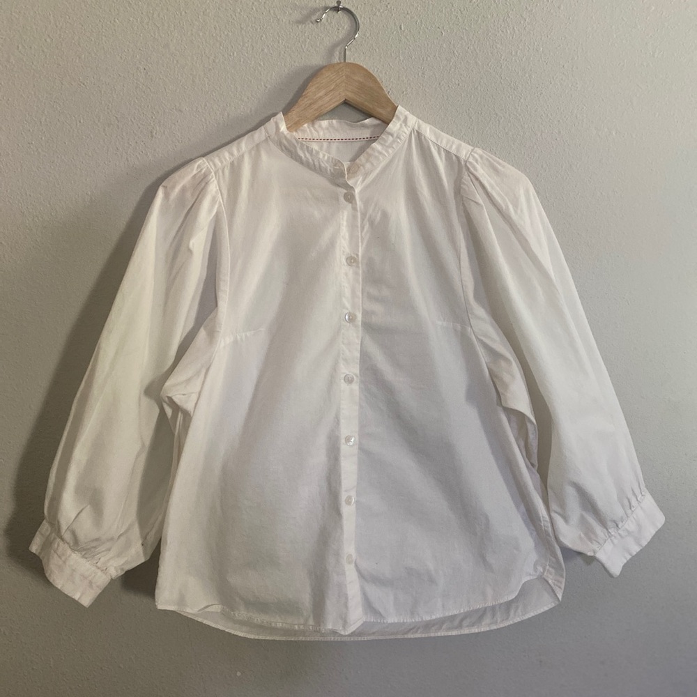Anthropologie Classic White Button-Up Shirt - Women's Cotton Long Sleeve